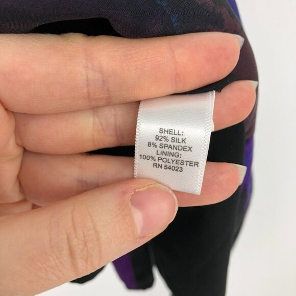 Banana Republic  jewel toned silk colorblock purple black mini shirt dress 2 - Picture 5 of 14